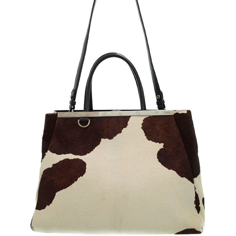FENDI FF Jacquard Shopper Tote Shoulder Bag Brown
